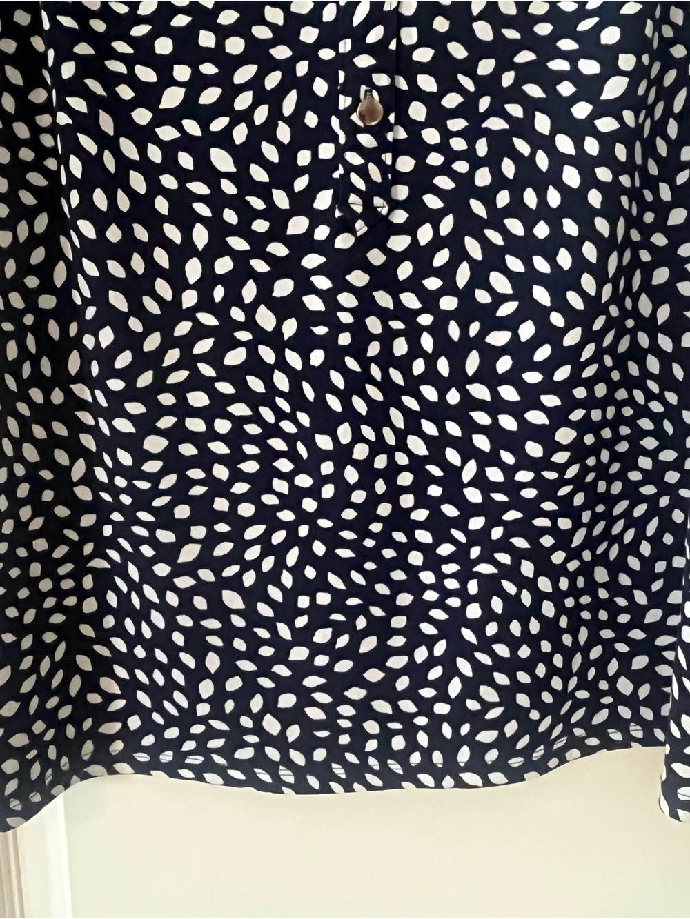 Charter Club Navy Blue 1/2 Button-Up Blouse with Detailed Pattern Size XL - Picture 8 of 16